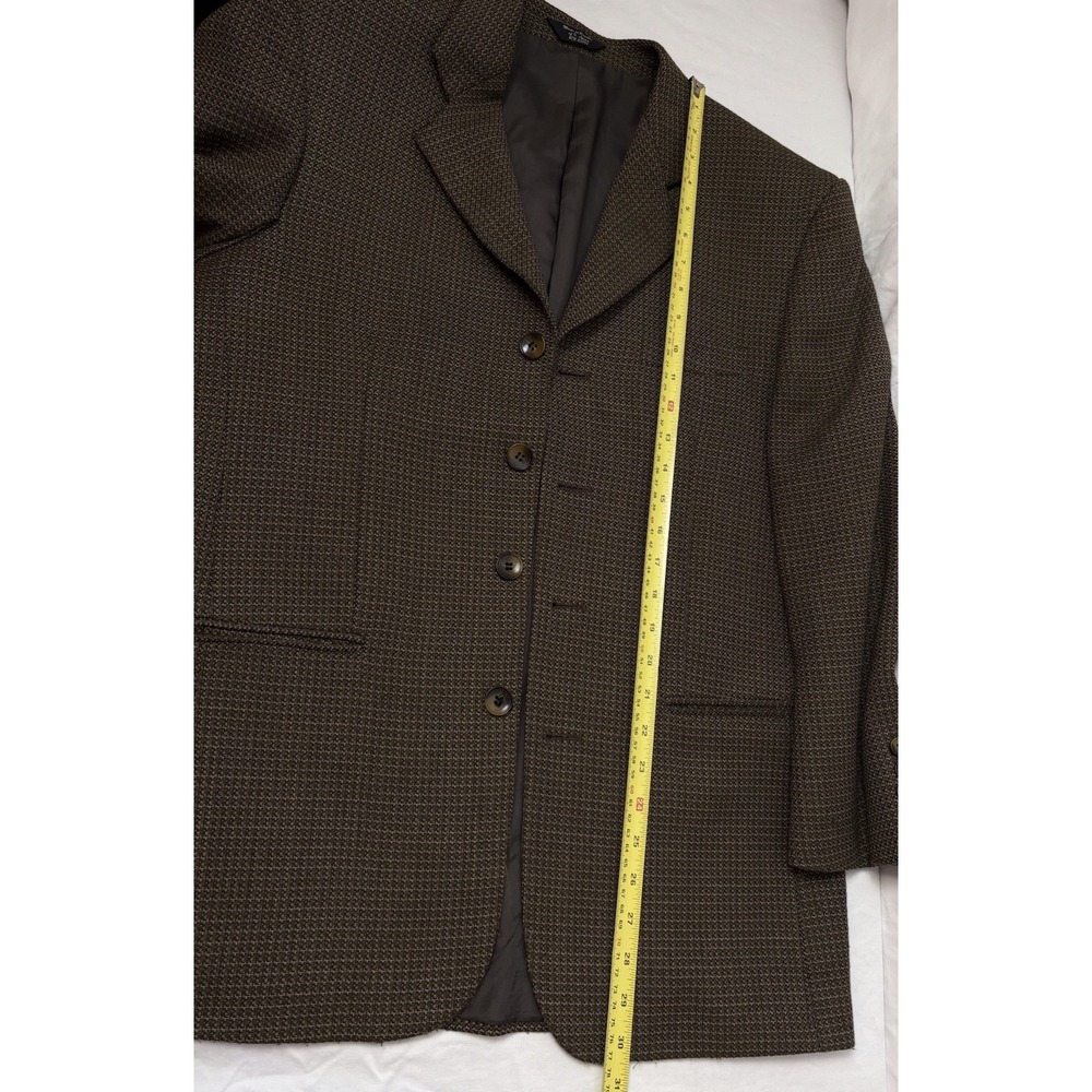 Vintage Men's Bob Mackie Classic Wool Blend Blazer Brown 42 90's USA Houndstooth - Picture 7 of 10
